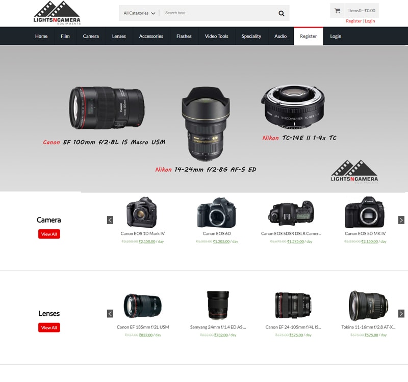 Website Design for LightNCamera
